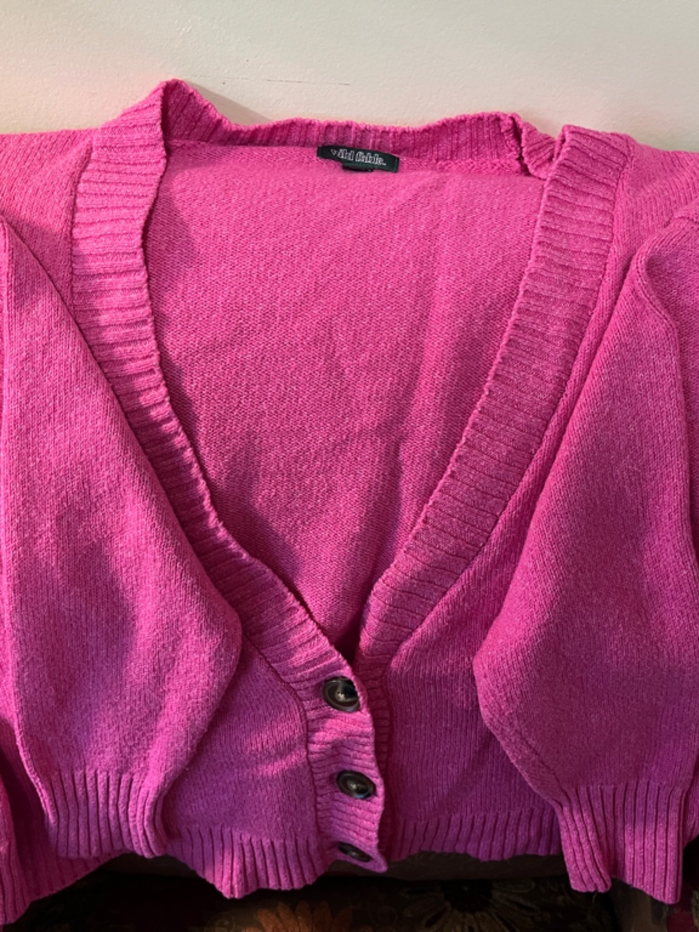 wild fable Hot Pink Button-Front V-Neck Cardigan
